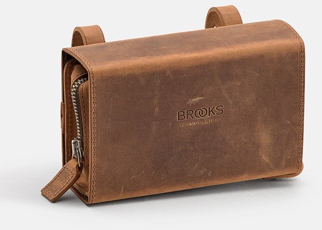 Brooks Torba podsiodłowa BROOKS D-SHAPED, Dark Tan, Pojemność 0,75L, Mocowanie na paskach, Garbowana...