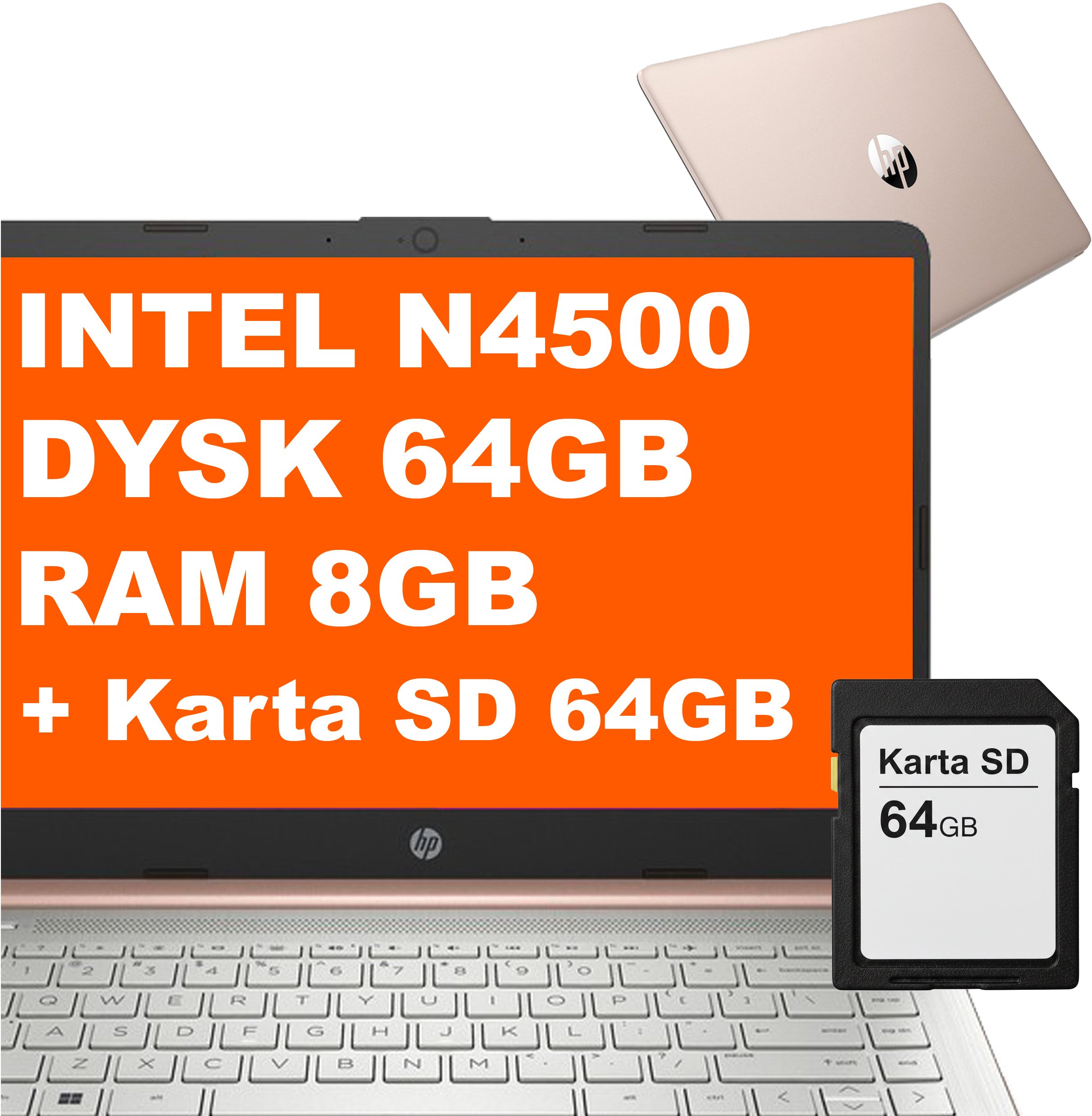 Laptop edukacyjny HP 14-dq3015dx / CD9Y9UA / Intel N4500 / 8GB / eMMC 64GB + SD 64GB / Intel UHD / Win 11 / Różowy