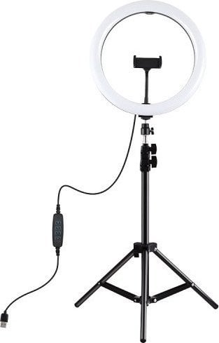 Puluz LED žiedinė lempa 30cm, su trikoju stovu iki 1.1m ir telefono laikikliu, USB