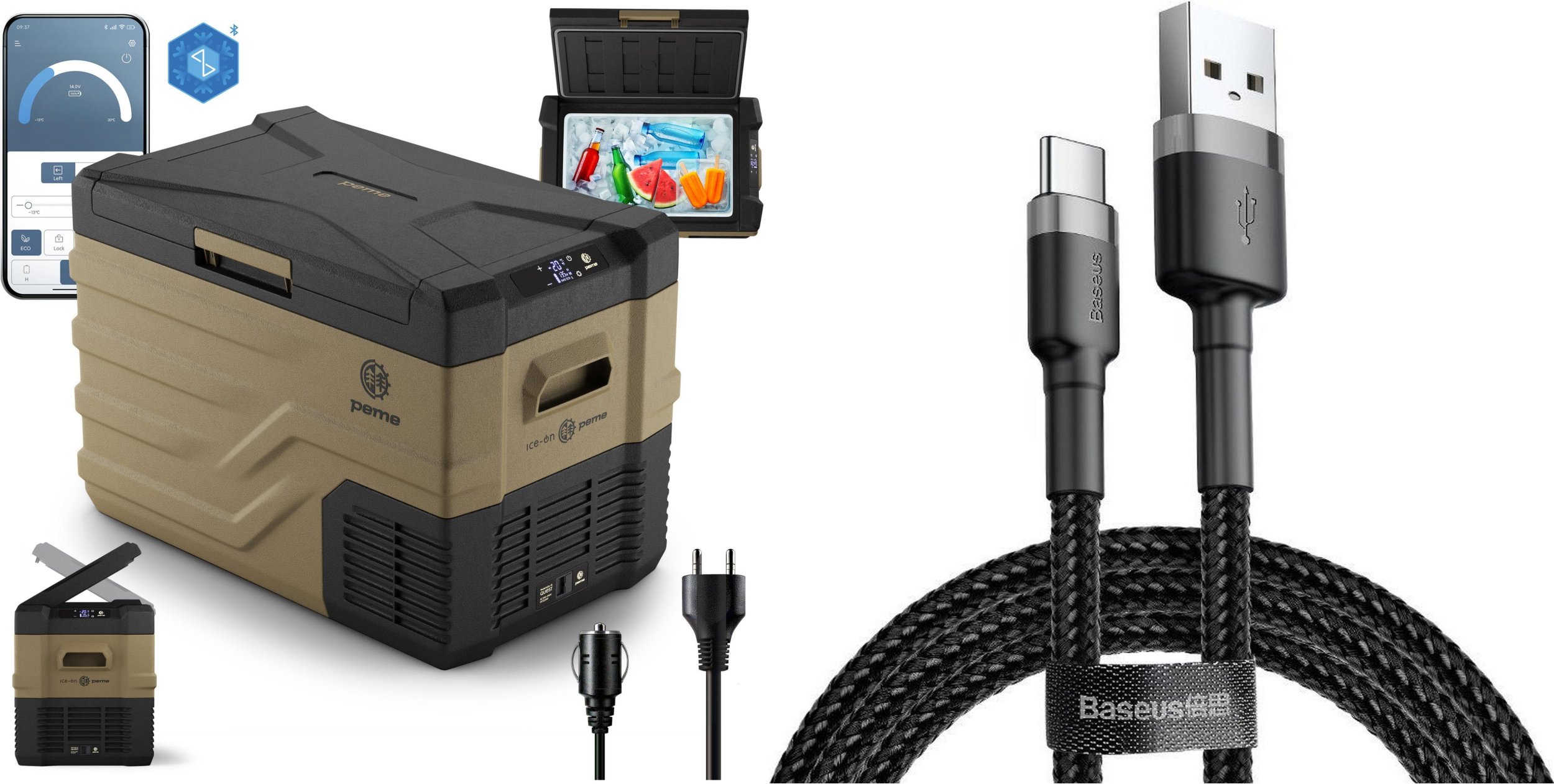 Lodówka turystyczna Peme Quest 40 Storm Sand + kabel usb