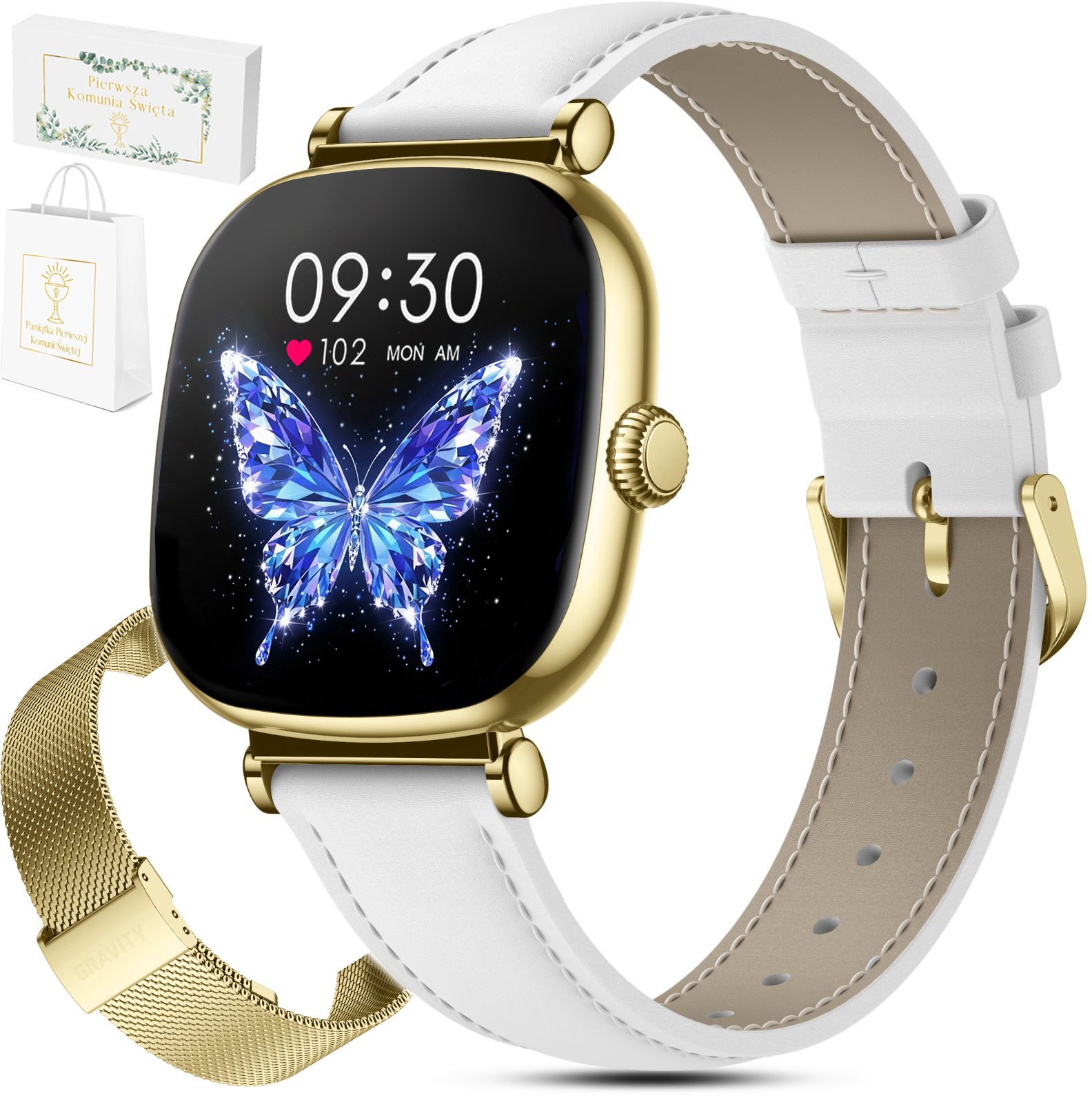 Smartwatch Gravity Zegarek dziecięcy na Komunię SMARTWATCH Gravity GT32-2 GD/GD/WH PROF