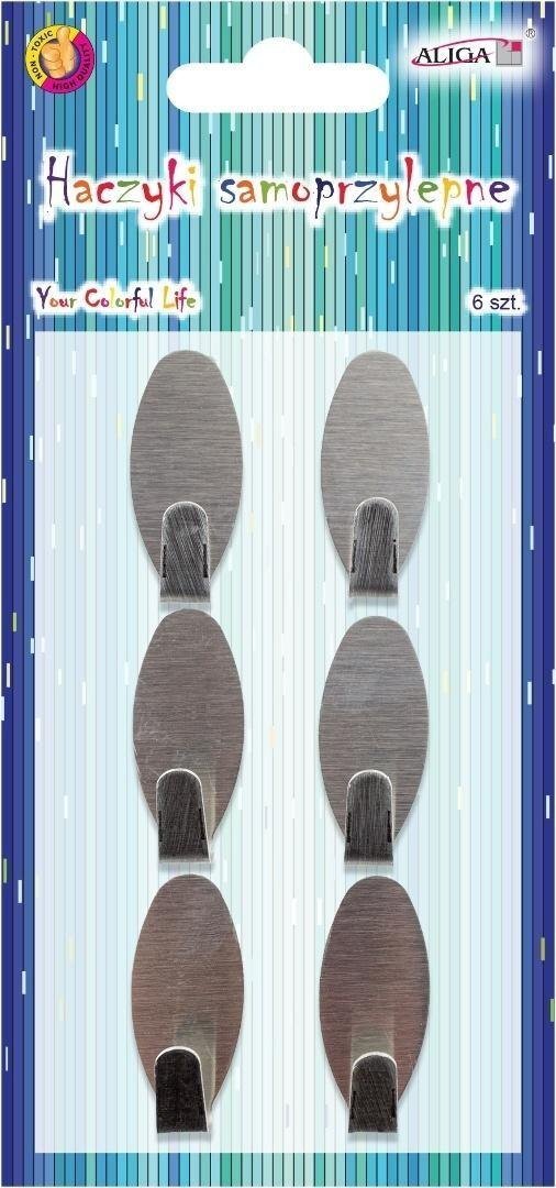 Aliga Haczyki samoprzylepne metalowe 1,5x3,5cm 6szt