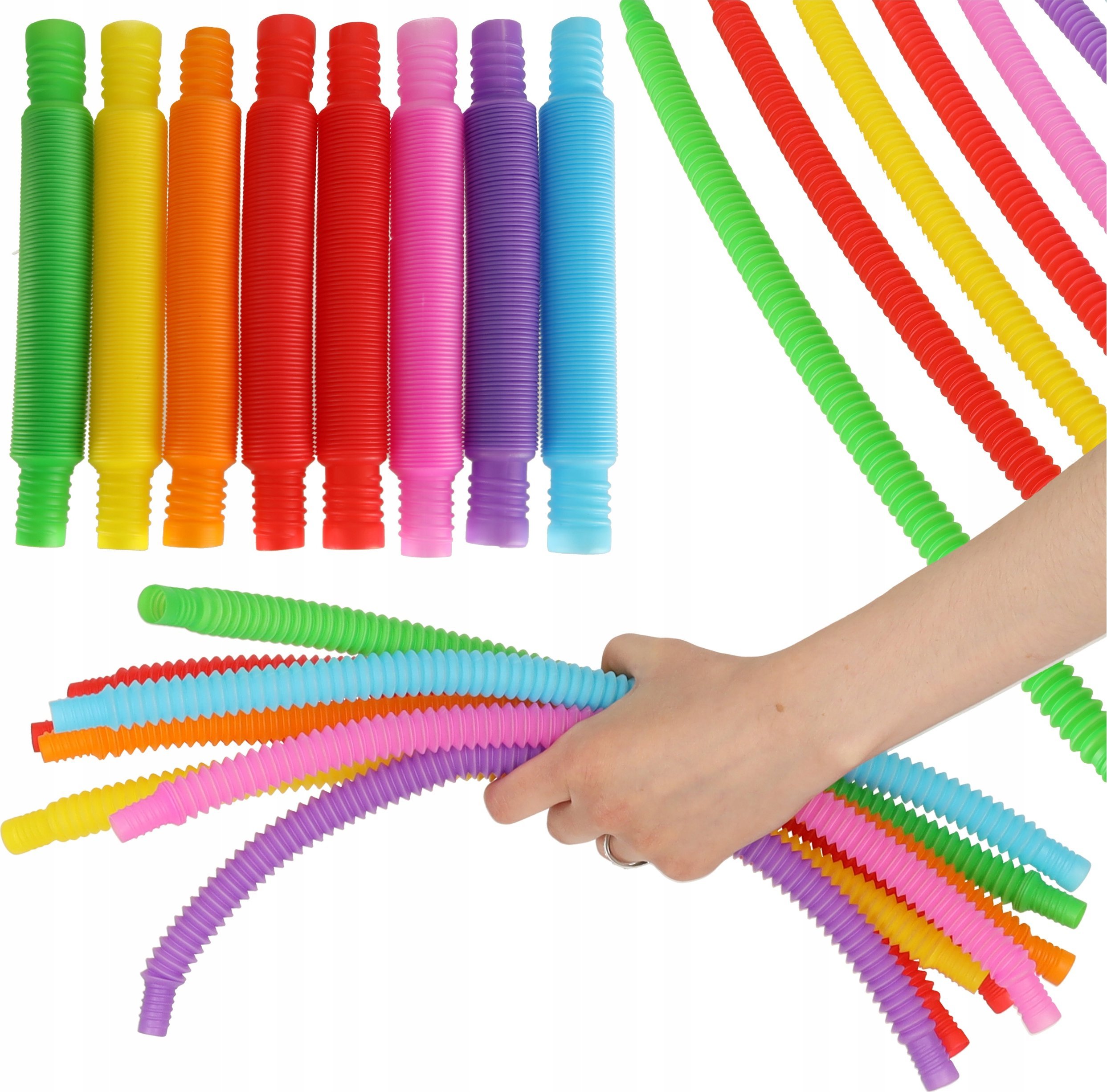 KIK Rurki rury sensoryczne rozciągane tuby edukacyjne montessori 8 sztuk