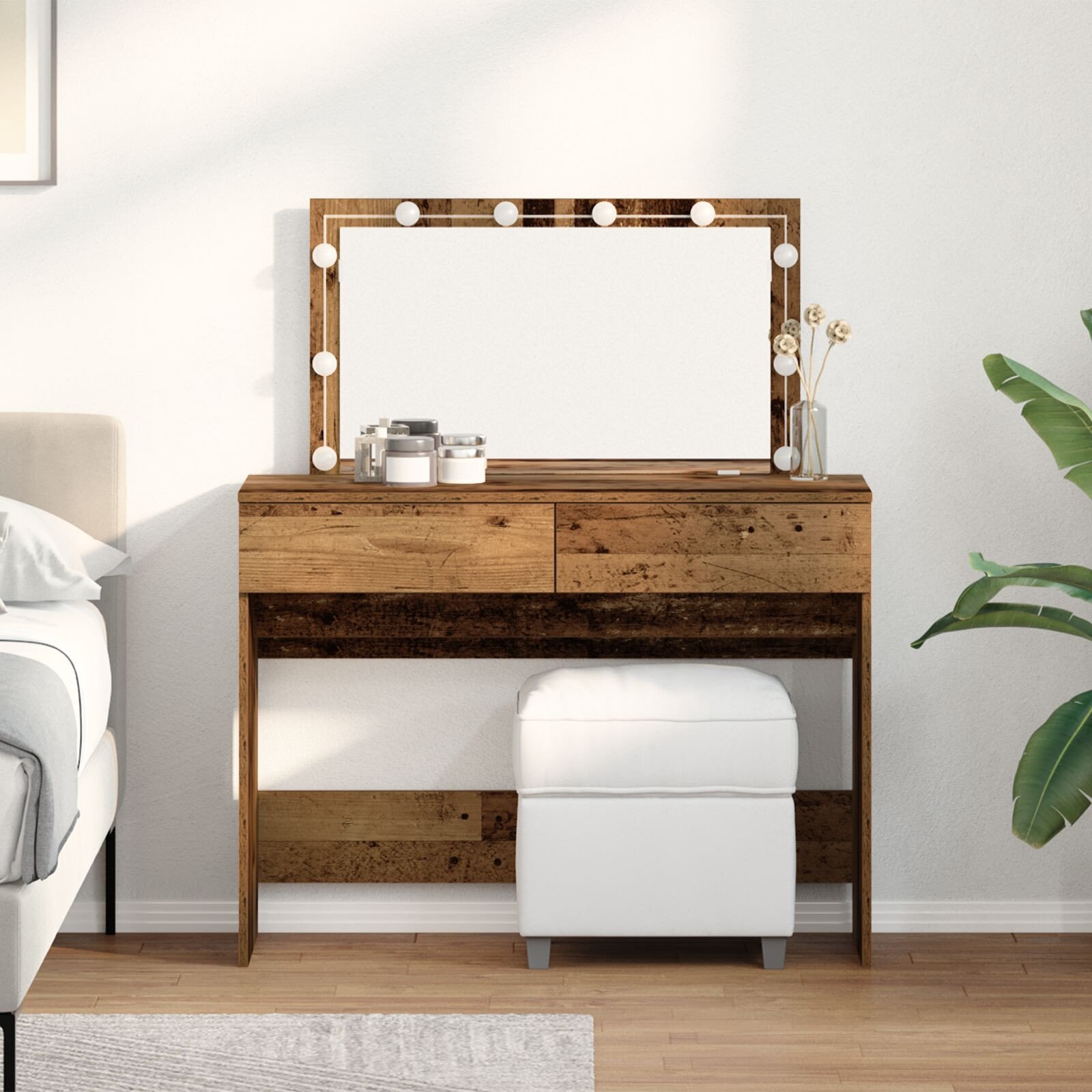 vidaXL Toaletka z LED Stare drewno 100x40x120 cm