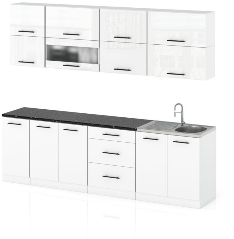 Meble Kuchenne Kuchnia Robo Lux 2.6m Duża Modułowa Biały Połysk Biały Mat