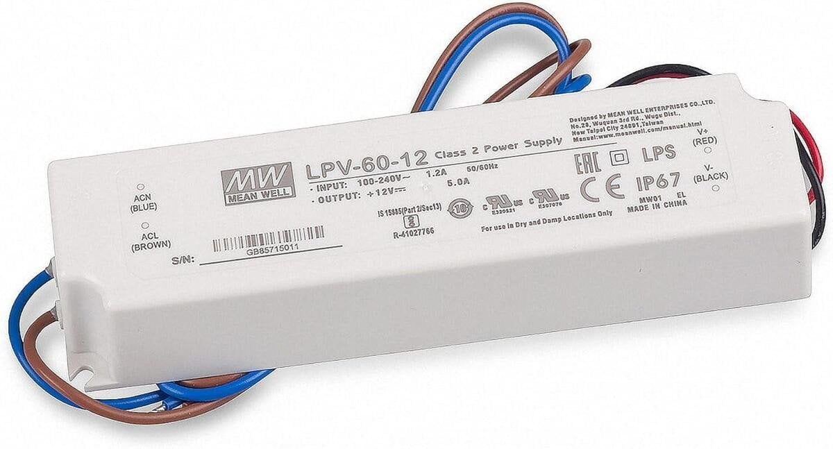 Mean Well IMPUL POWER SUPPLY LED 60W 12V 5A IP67