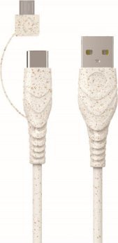 Kabel USB BIOnd USB-A - microUSB + USB-C 1.2 m Biały (BIO-12-TCM)
