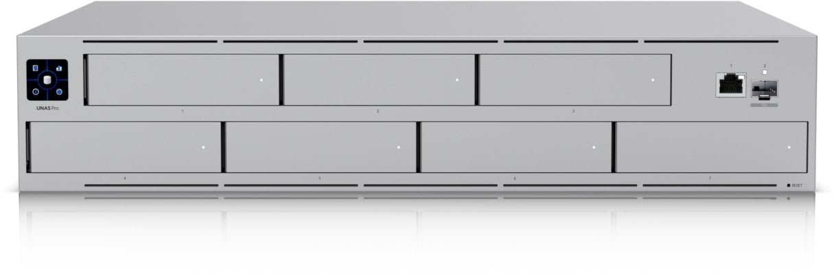   UBIQUITI 2U RACK-MOUNT NAS WITH (7) 2.5/3.5" DRIVE BAYS AND 10 GBPS PERFORMANCE DESIGNED FOR LARGE-SCALE FILE STORAGE AND SHARING