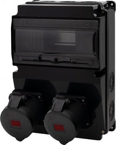 F-Elektro Rozdzielnica czarna LAGO 10M SCENIC - gniazda proste 2x32A/5P F3.2662