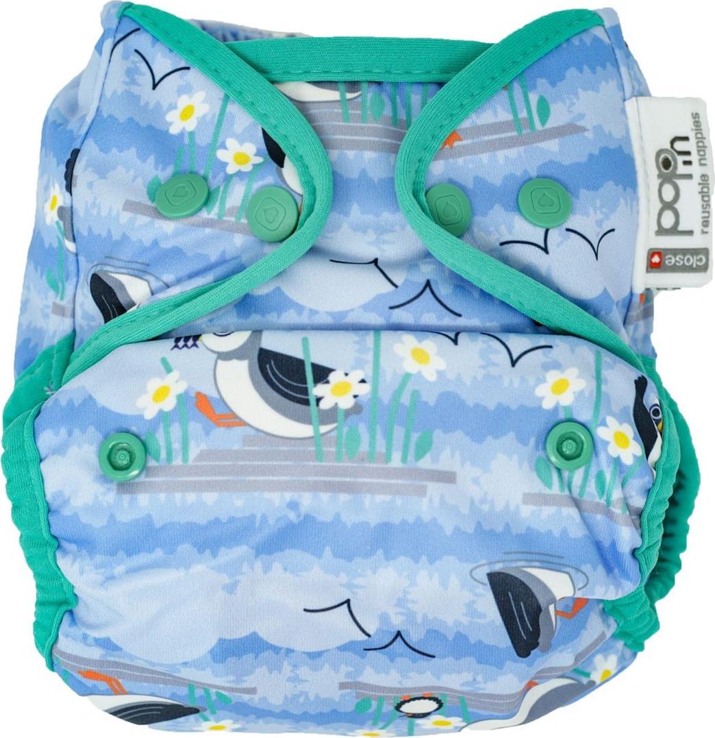 Close Caboo Otulacz, pieluszka wielorazowa Pop-in AIO Blue Puffin z napami 4.5-16 kg, 1 szt.