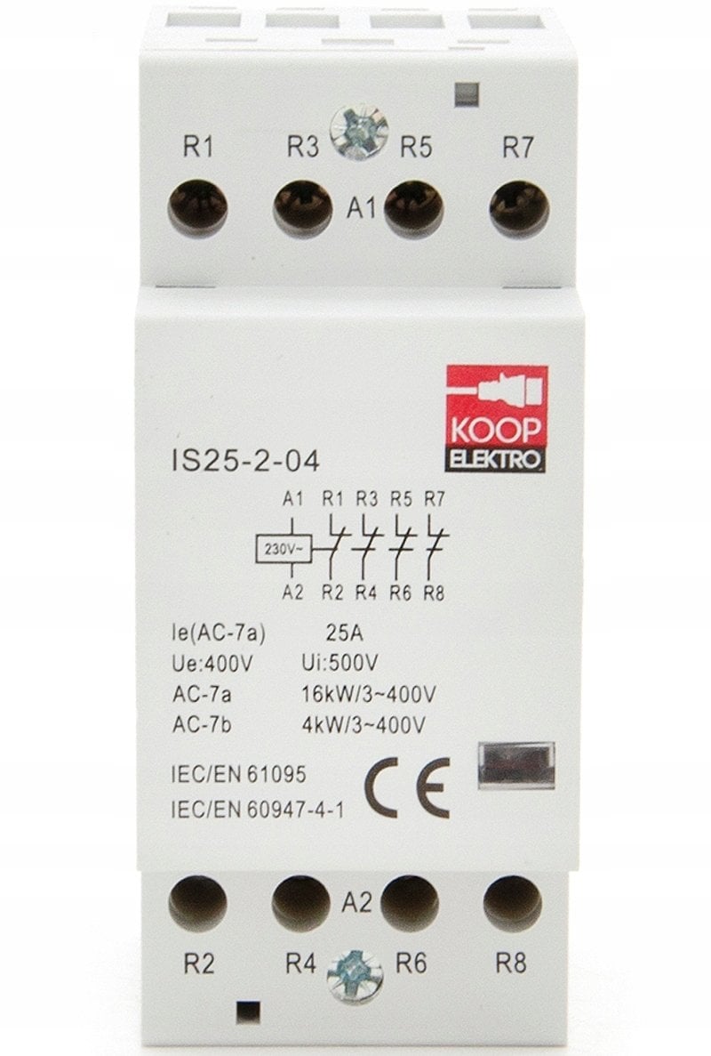 KOOP Elektro Stycznik modułowy 25-04 25A 4NC 230V 2P 3-FAZ IS25-2-04
