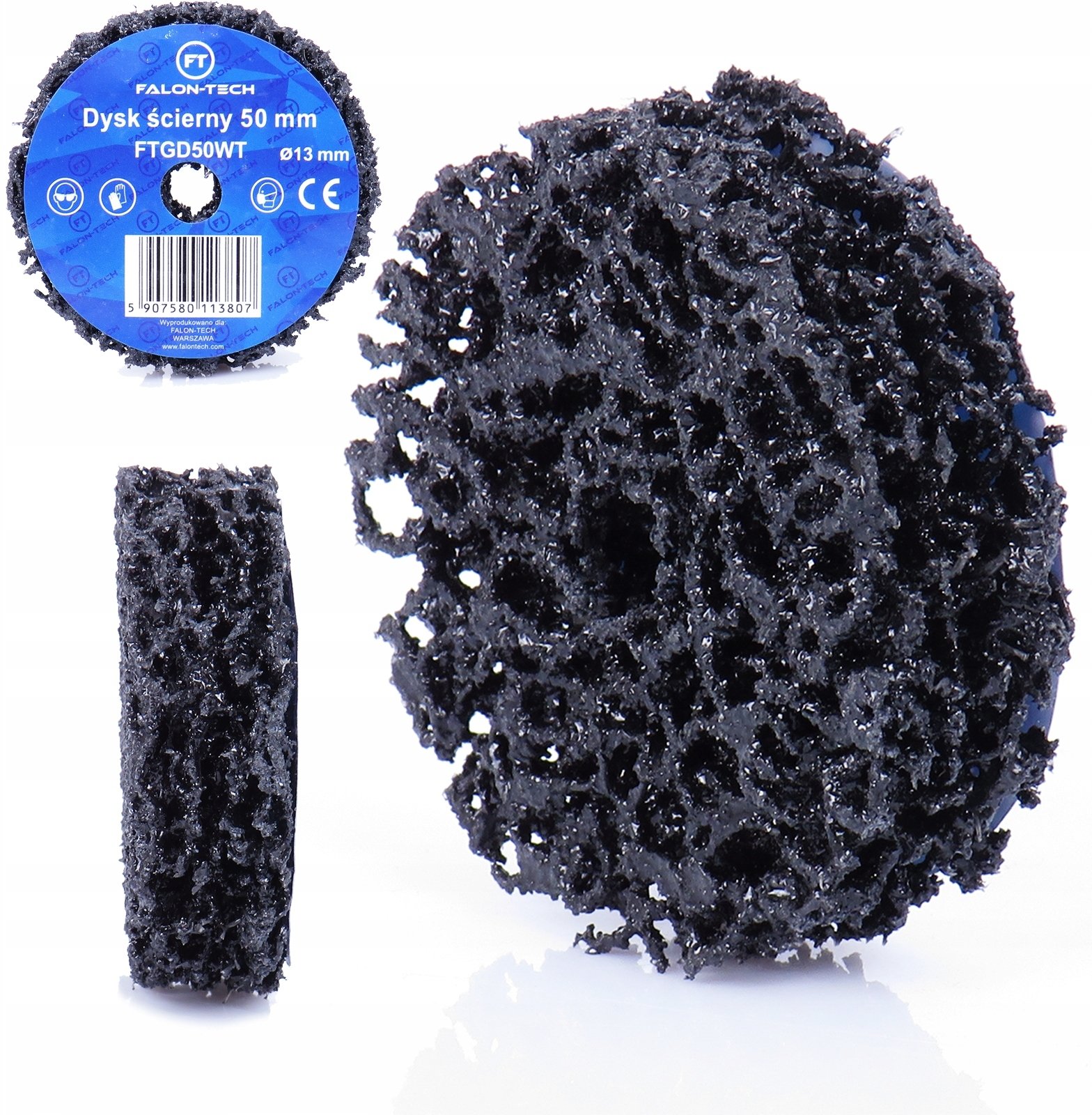 Falontech Dysk ścierny 50 mm włóknina do usuwania rdzy otwór 13 mm Falon-Tech