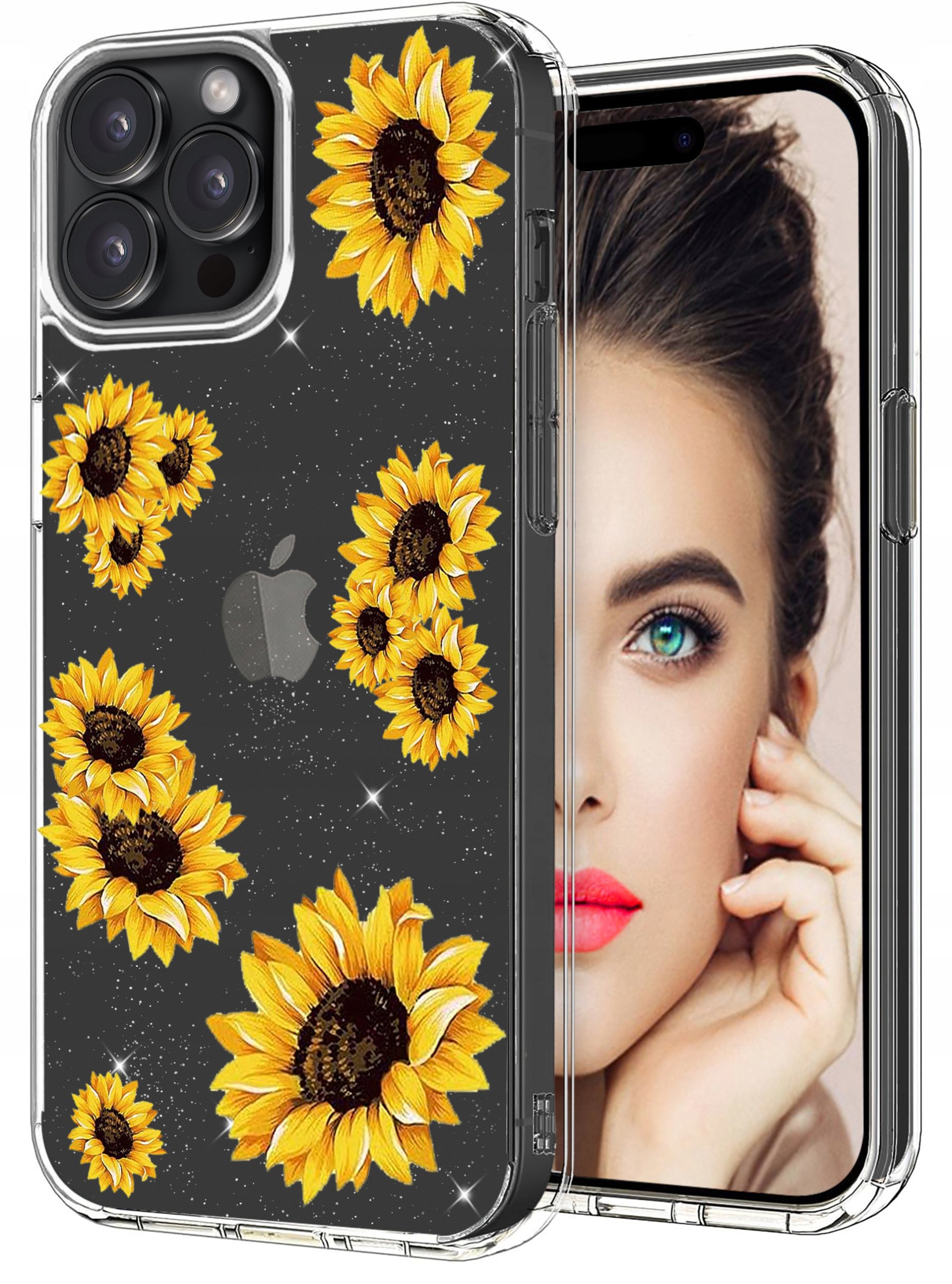 ETUI do Apple iPhone 15 Pro Max WZORY BROKAT CASE PRZEŹROCZYSTE + SZKŁO 9H