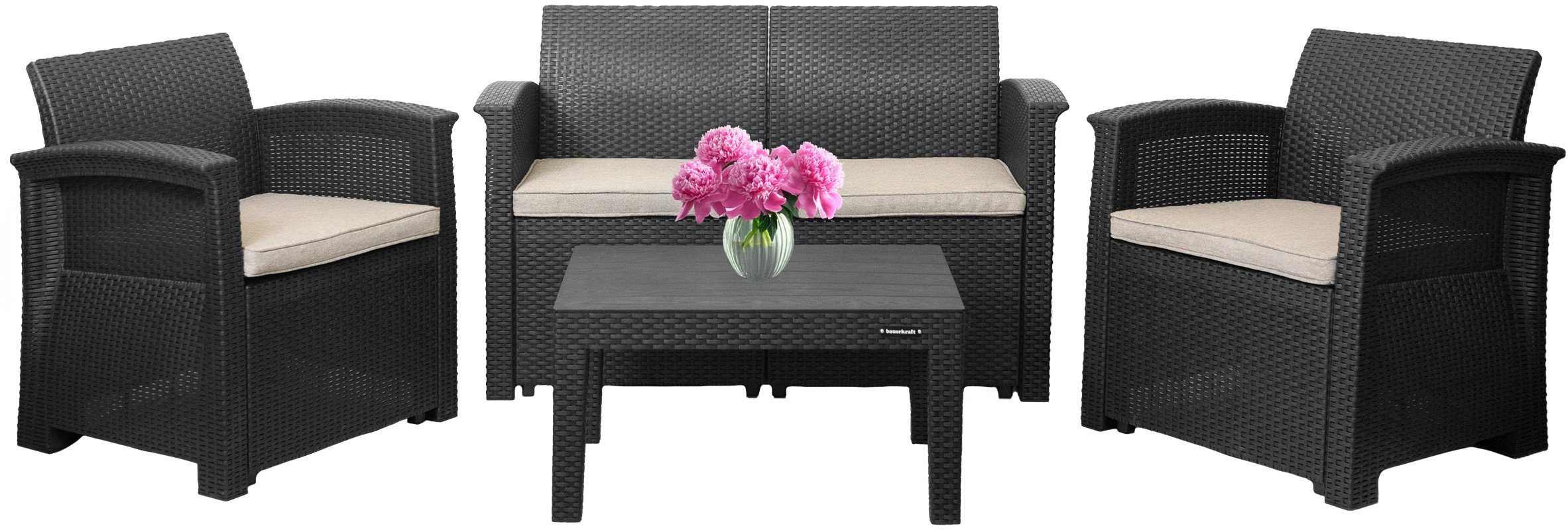 Zestaw mebli ogrodowych komplet technorattan sofa fotele stolik taras ogród