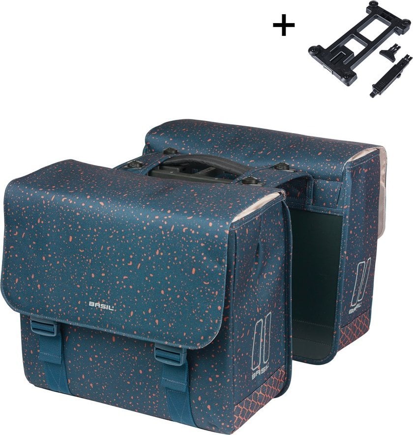 Basil Sakwy FLAIR DOUBLE BICYCLE BAG, MIK z adapterem do mocowania, 35L, Navy