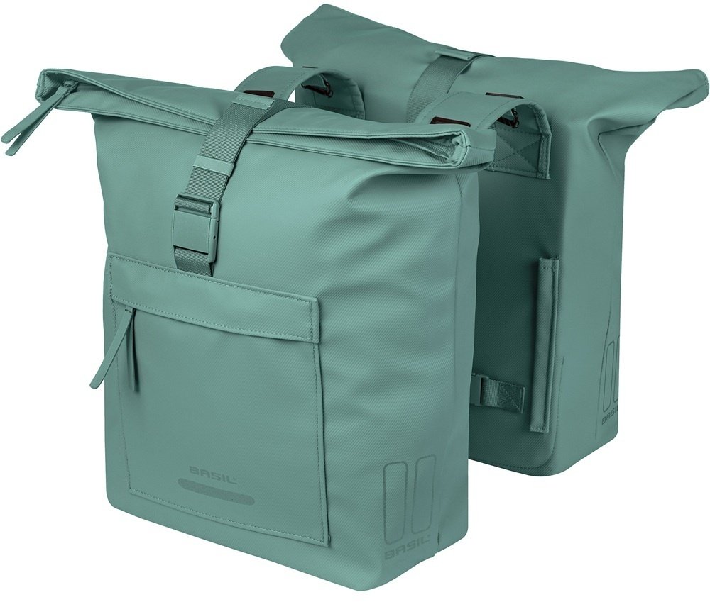 Basil Sakwa podwójna BASIL BROOKLYN DOUBLE PANNIER BAG 41L Universal Bridge System silvergreen