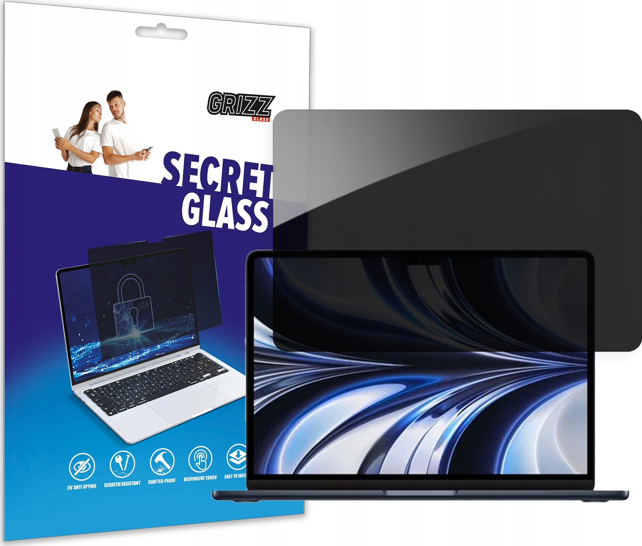 Filtr GrizzGlass Szkło prywatyzujące GrizzGlass SecretGlass do Apple MacBook Air 13,3 cala 2022