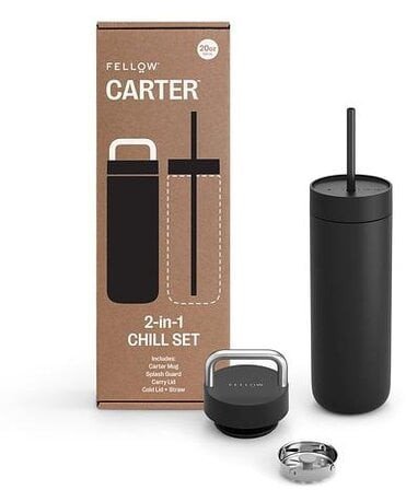 Fellow - Carter Chill Set 2 w 1 - Kubek termiczny + 2 nakrętki - Czarny 591 ml