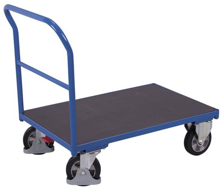 Variofit Wózek platformowy jednoburtowy, wym. 1330 x 800 x 1015 mm, 1000 kg (kolor: niebieski)