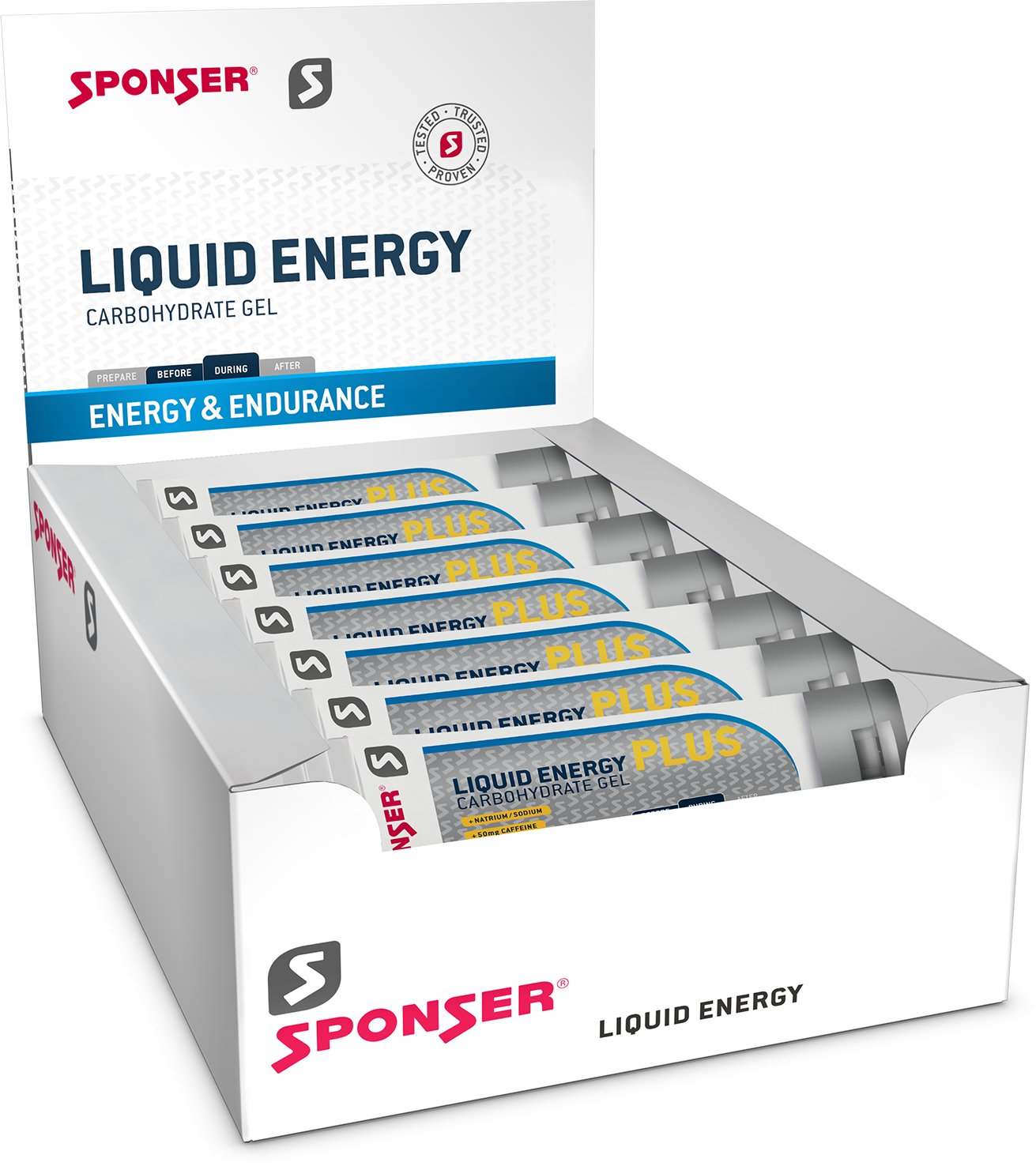 Sponser Żel energetyczny SPONSER LIQUID ENERGY PLUS neutralny z kofeiną pudełko (18 tubek x 70g)