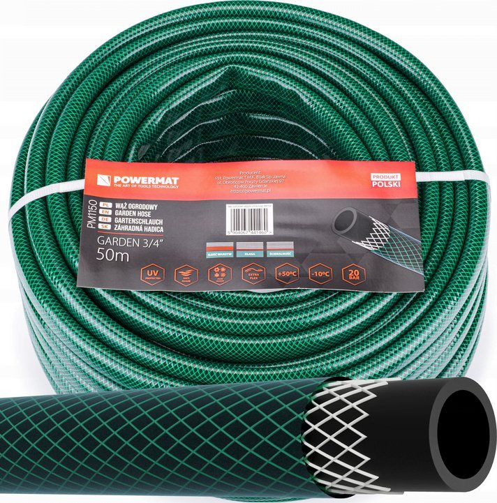 Powermat Wąż ogrodowy do wody 3/4'' 50m 3 warstwowy 20 bar Powermat GARDEN 3/4" 50m