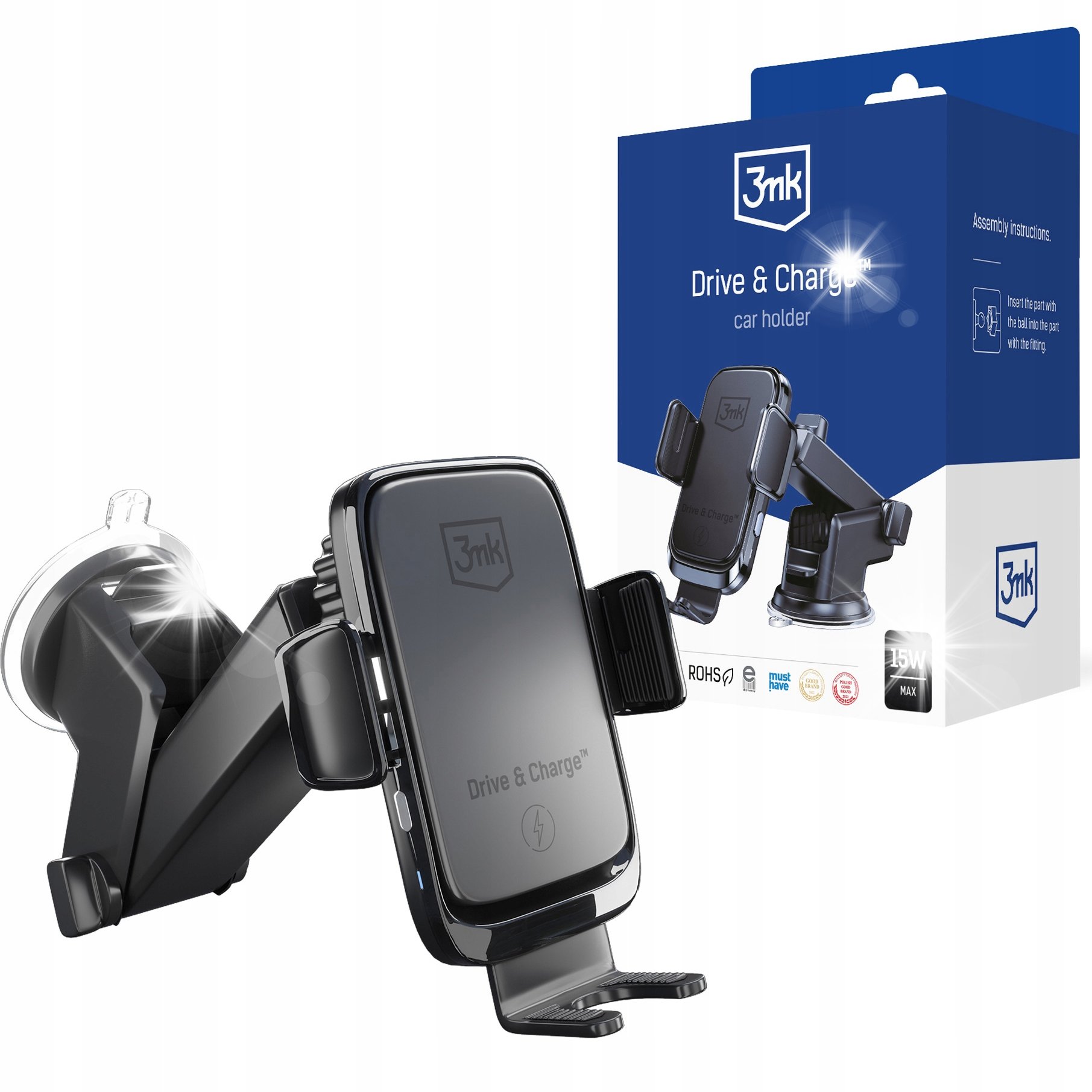 3MK Uchwyt samochodowy 3mk Drive & Charge 15W indukcja