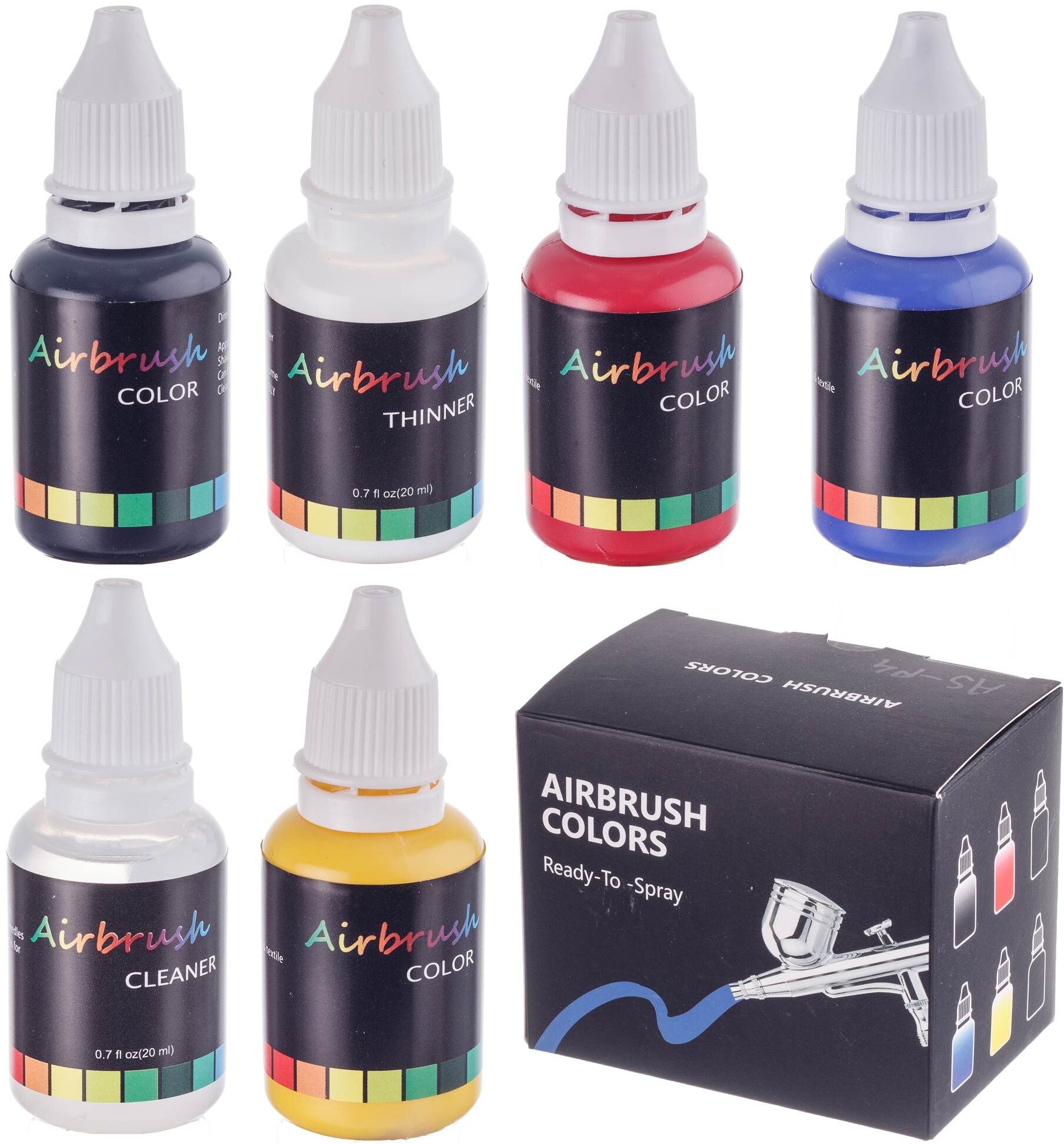 Gimmik Farby Farbki Akrylowe do Aerografu 4x 20ml + Rozcieńczalnik i Płyn do Mycia (5904422451189)