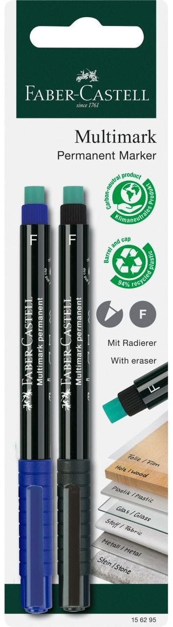 Faber-Castell FABER-CASTELL Marker Multimark permanent F bl/sw 2x BK