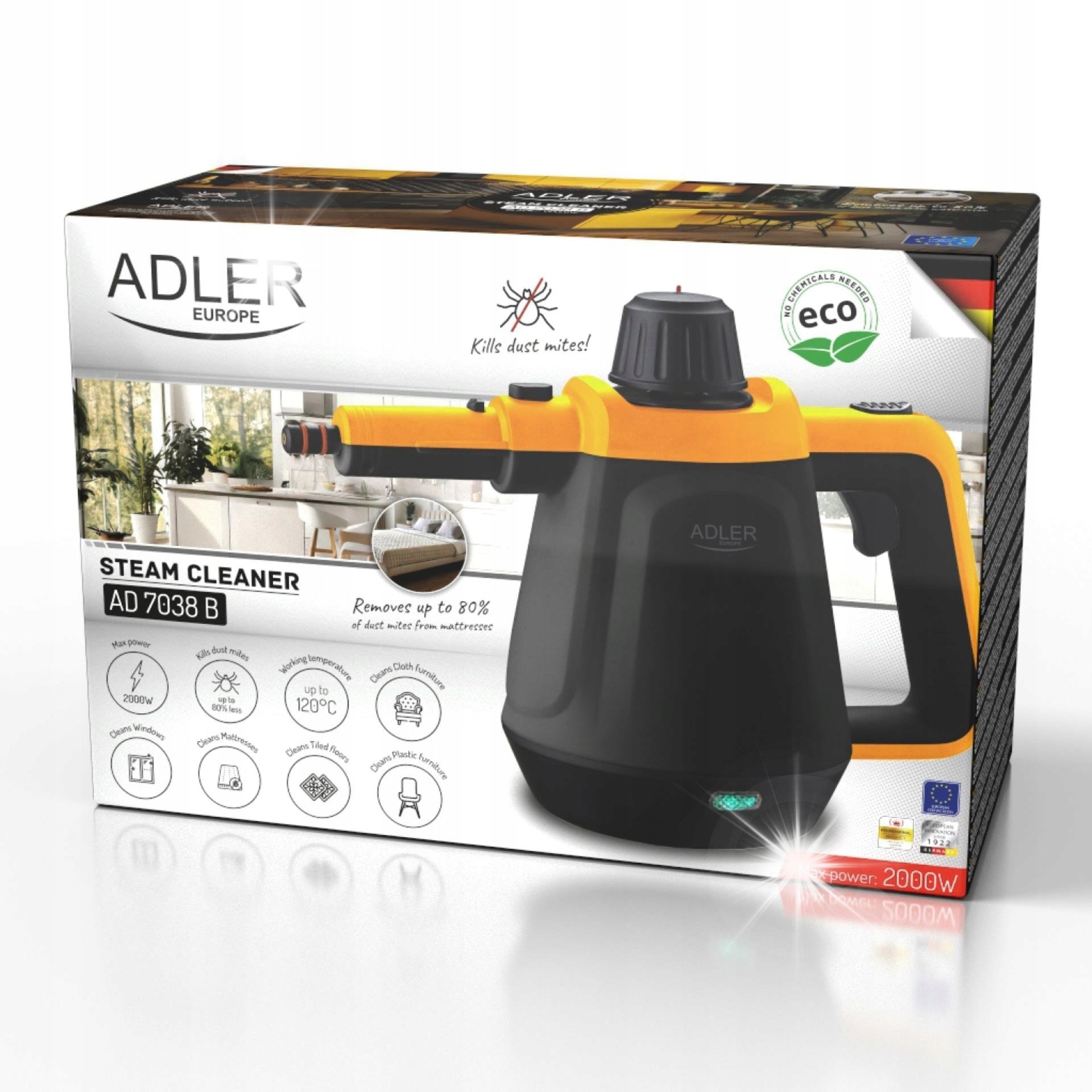 Parownica Adler Myjka parowa z zestawem końcówek przedłużka Adler AD7038 BO Czyścik Parowy