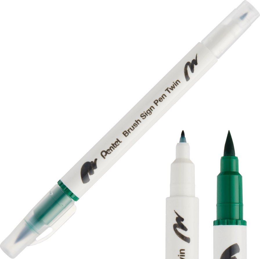 Pentel Pisak Brush Pentel Dwustronny Zielony SESW30C-T104