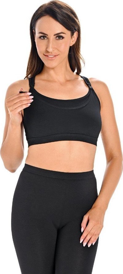 Teyli Top biustonosz do karmienia bawełniany Maya czarny Czarny XL