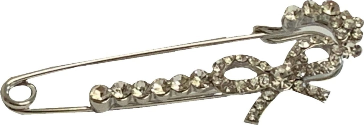 kufer-pasmanteria.pl Agrafka ozdobna 8 ( Srebrna Kokarda Cyrkonie )