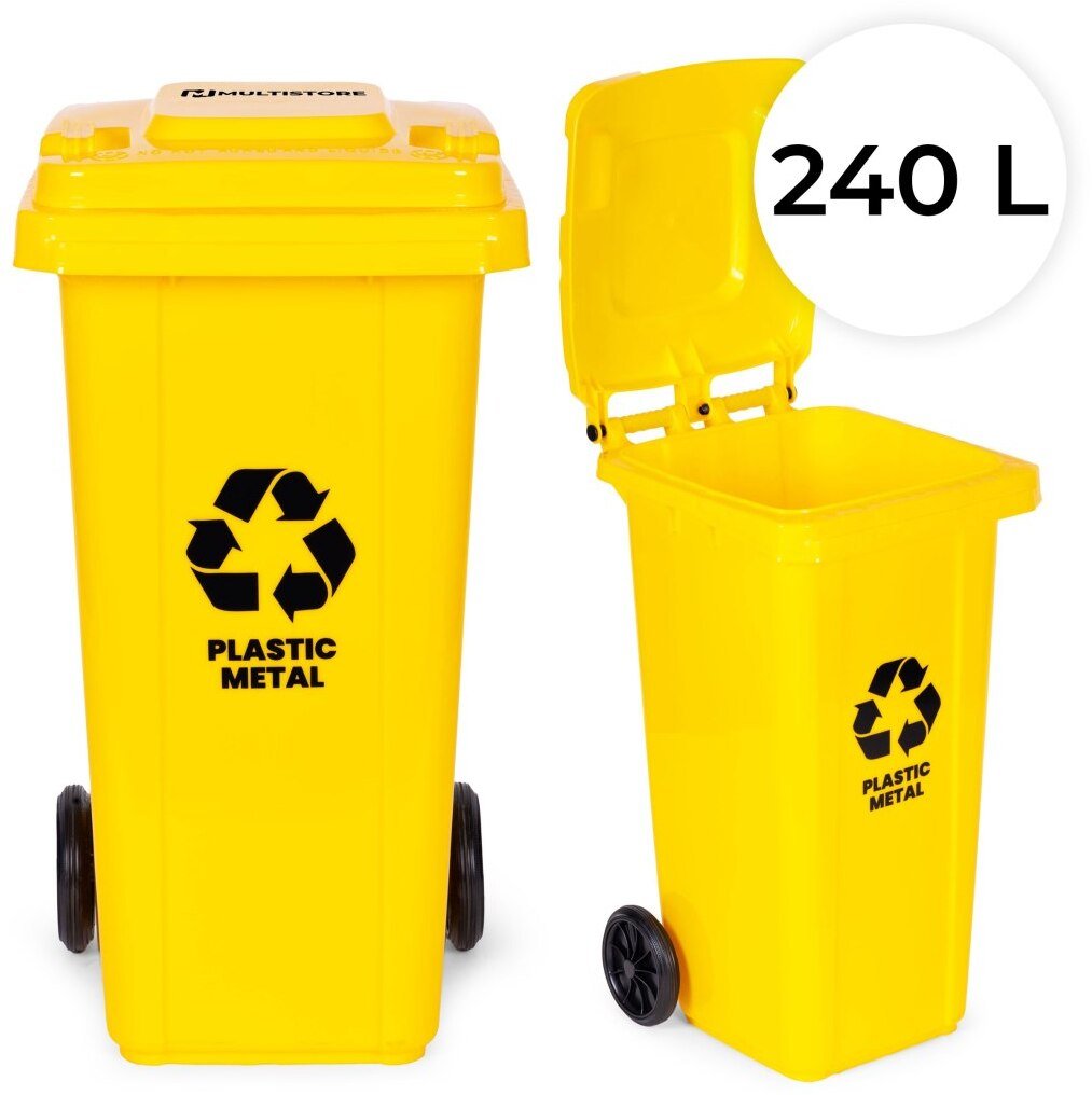 Kosz na śmieci Multistore Smieci 240L duży kubeł śmietnik gumowe koła - żółty plastik EDUKAMP (5347)...