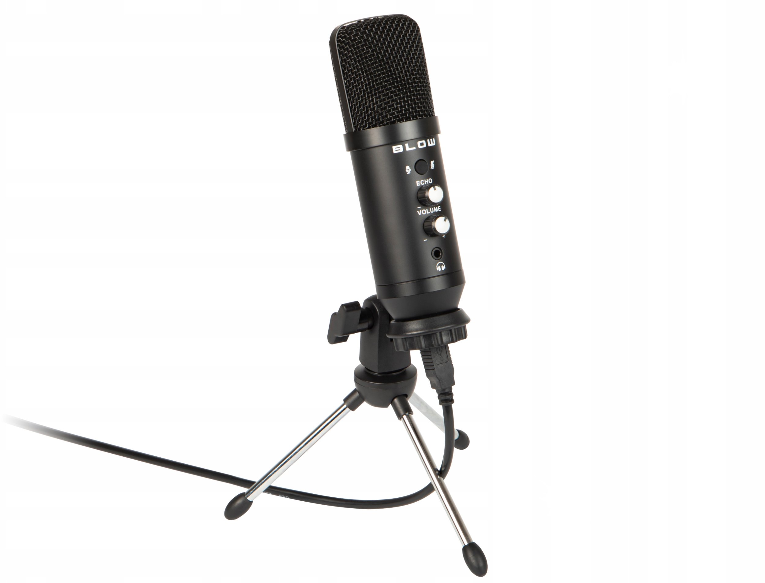 Mikrofon Blow MIKROFON STUDYJNY Z TRIPODEM POJEMNOŚCIOWY REGULACJA UCHWYT GAMINGOWY USB