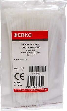 Organizer Erko Opaska zaciskowa biała OPK 160/2,5 op.100szt ERKO