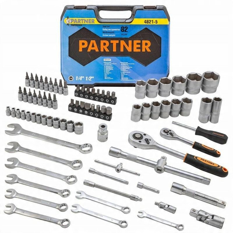 Zestaw narzędzi 82el. 1/2", 1/4" (6-kątnych)(4-32mm)