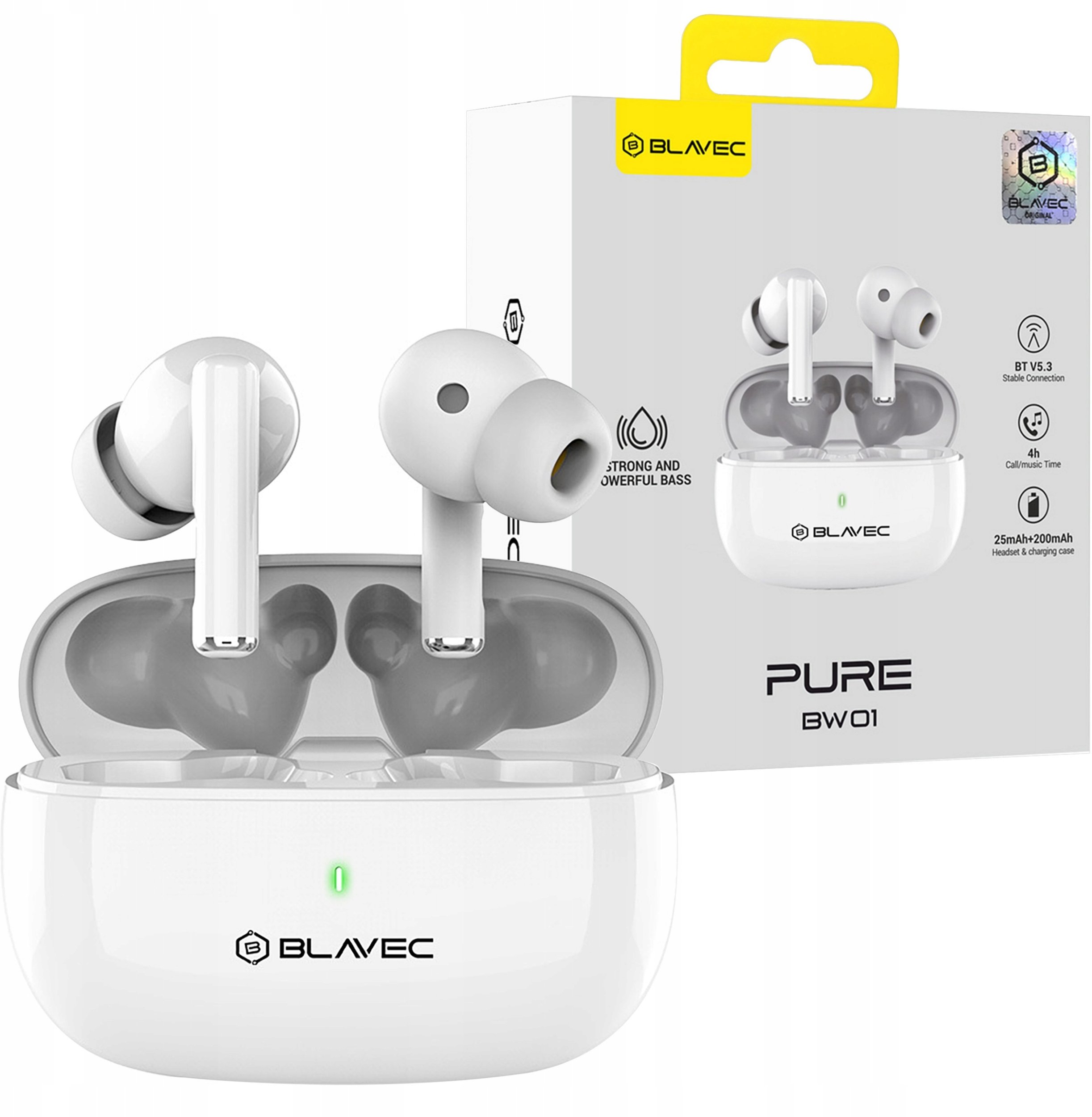Blavec Blavec Słuchawki Bezprzewodowe Dokanałowe Tws Bluetooth Z Mikrofonem Usb-C