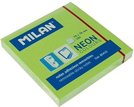 Milan Karteczki neonowe 75x75 mm zielone (282090)