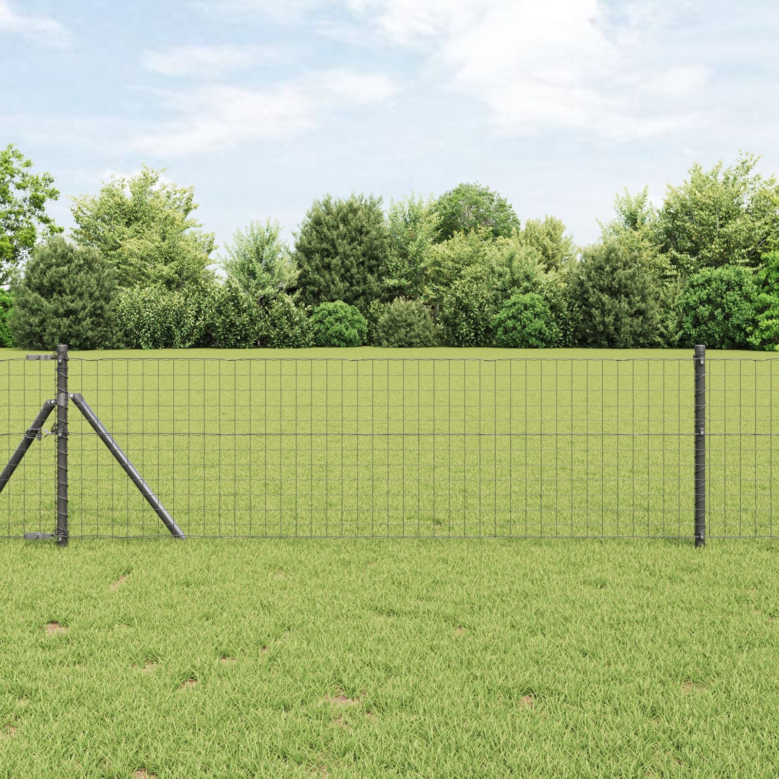 Słupki ogrodzeniowe 26 szt. Szare 32 mm 120 cm Stal ocynkowana
