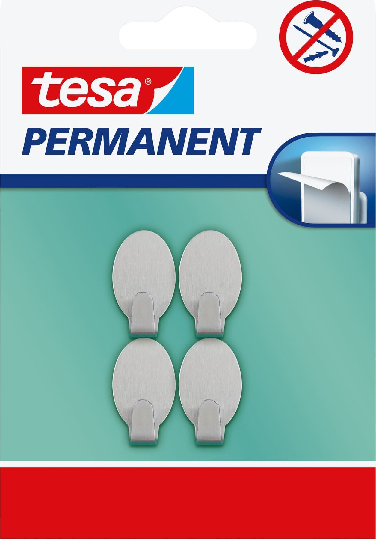 Tesa Haczyki permanentne 4 szt. "XS", owalne, metalowe