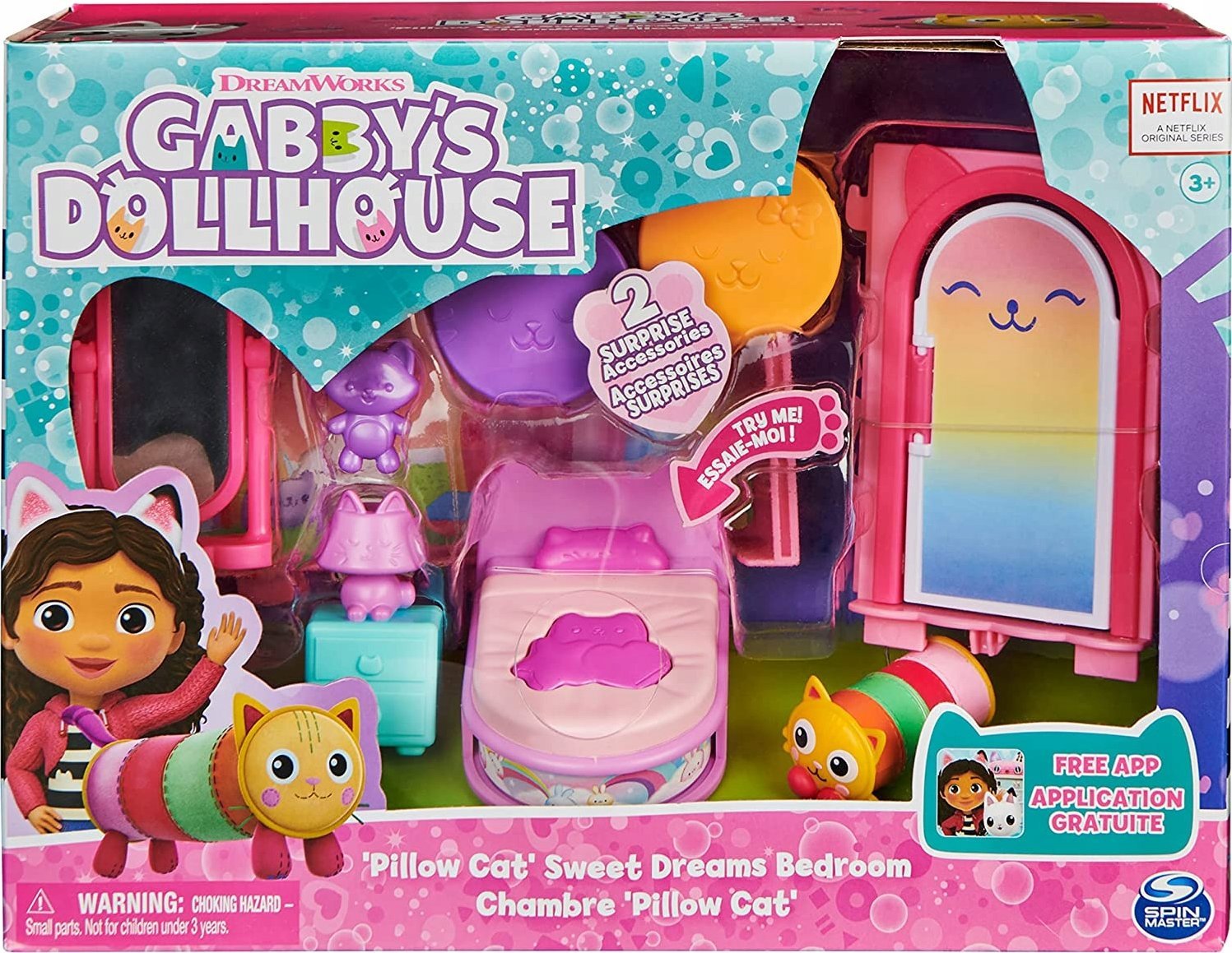 Polly Pocket Koci Domek Gabi - Magiczne Pomieszczenia do Domku Sypialnia + figurka kotka (GXP-912216)