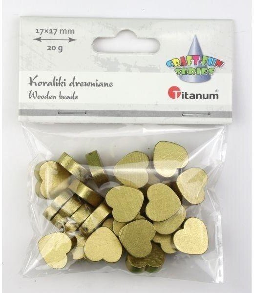 Lovrin Koraliki drewniane serca płaskie 17x17mm złote 20g
