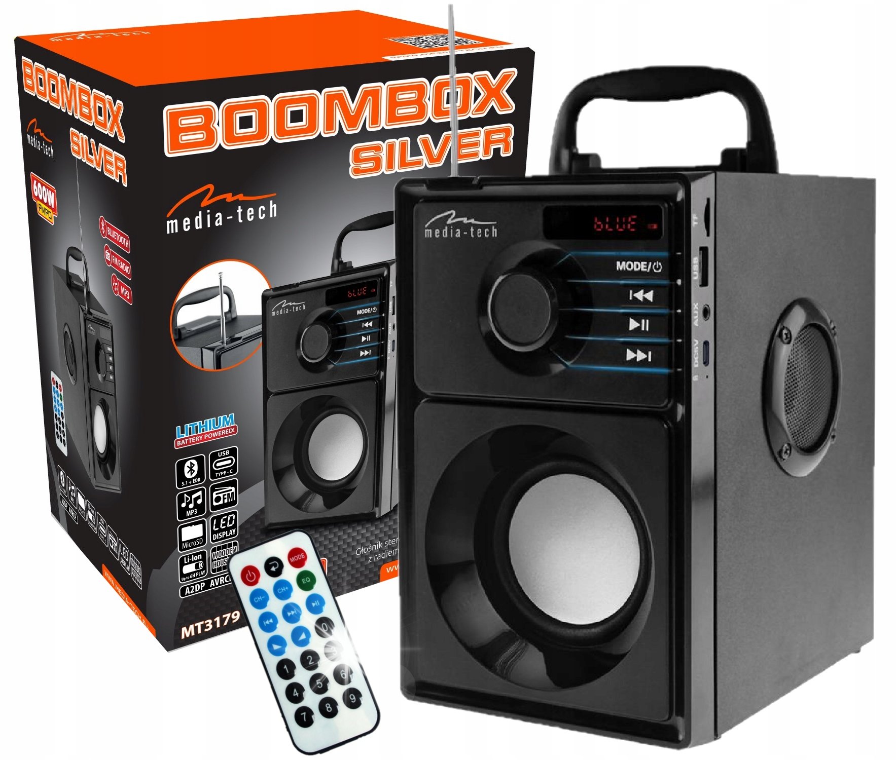 Głośnik Media-Tech GŁOŚNIK BEZPRZEWODOWY BLUETOOTH RADIO BOOMBOX BT