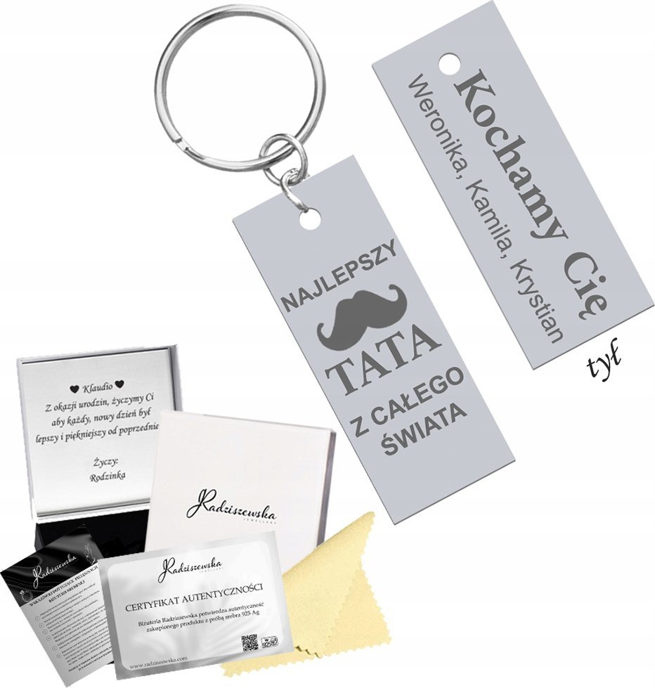 Radziszewska Jewellery Brelok do Kluczy dla Taty Najlepszy Tata Dzień Ojca Prezent GRAWER GRATIS