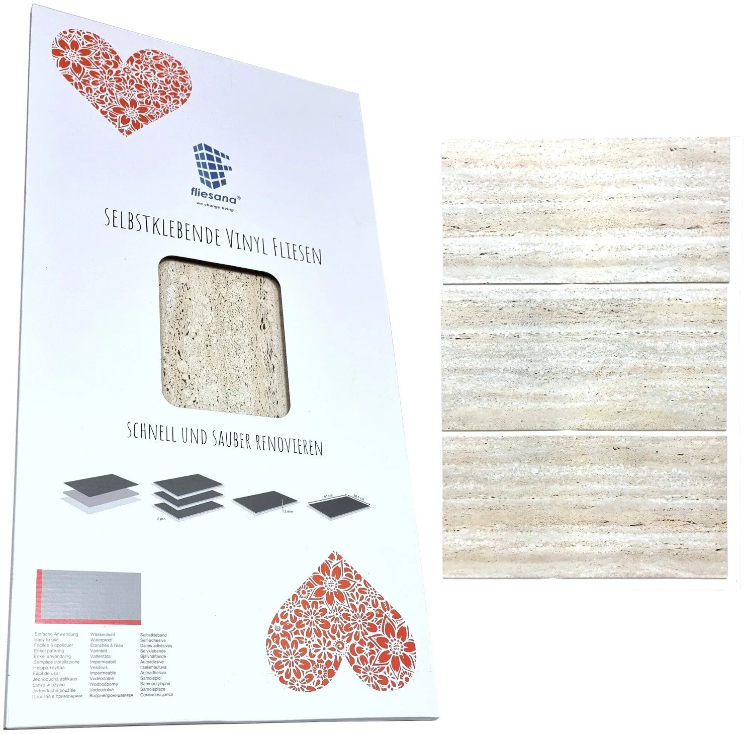 Halmar Zestaw 3 sztuk SANDSTONE/TRAVERTIN Fliesana - Wodo