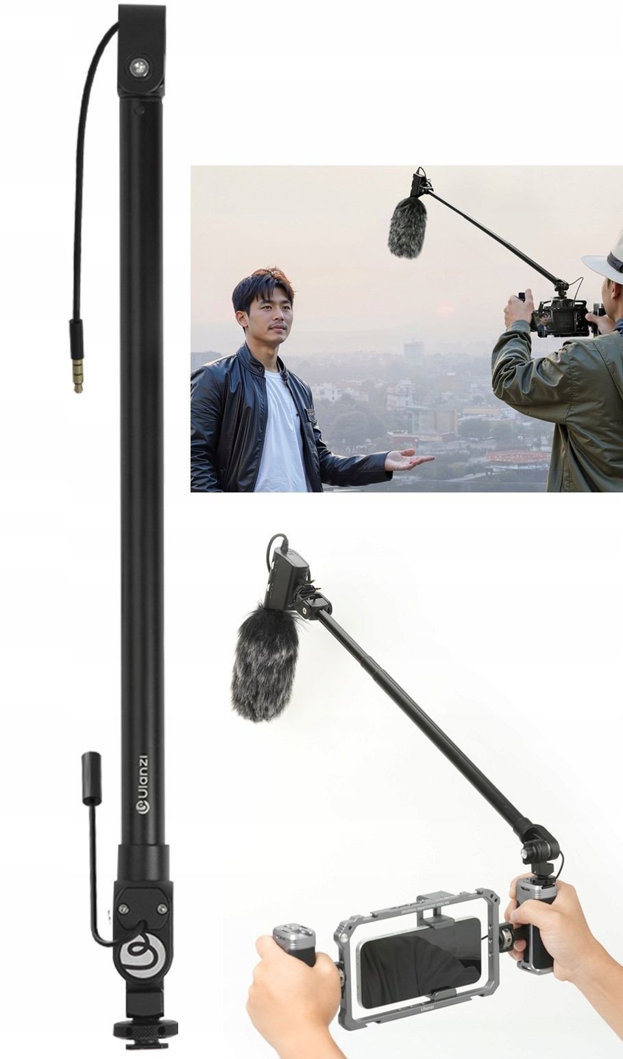 Statyw Wysięgnik Mikrofonowy Ramię Mikrofon 1m Z Kablem 3,5mm / Ulanzi / Zj08