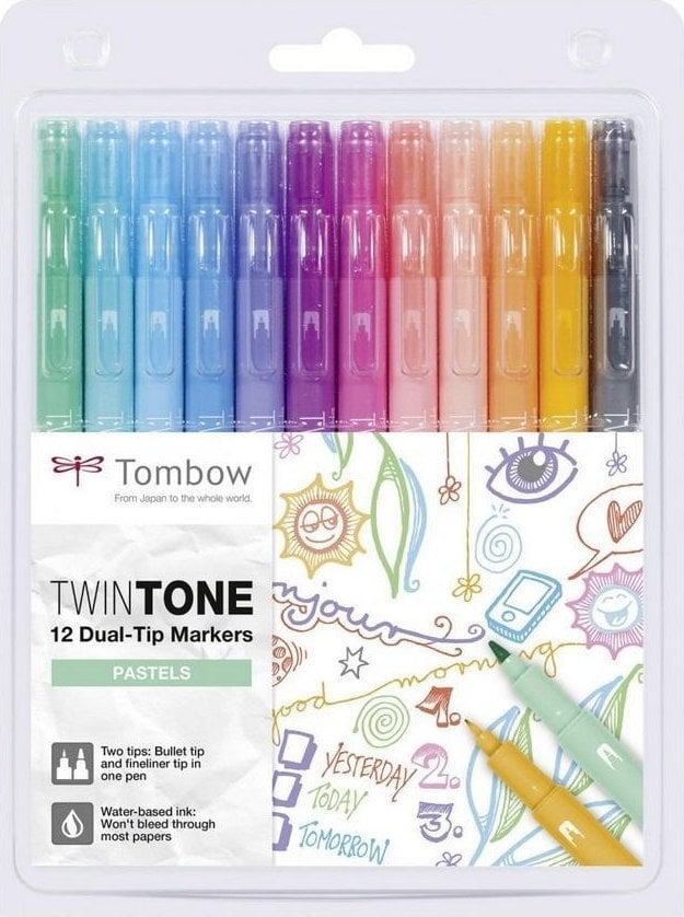Tombow Markery dwustronne TwinTone pastelowe 12 kolorów