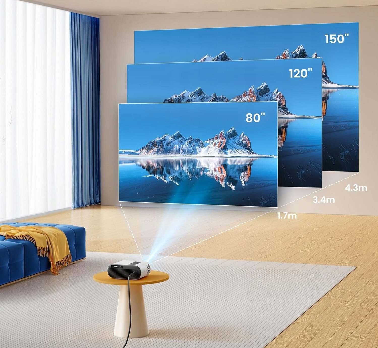 TOPTRO Mini projektor Full HD 1080 Bluetooth LED 10000 lumenów 1920 x 1080