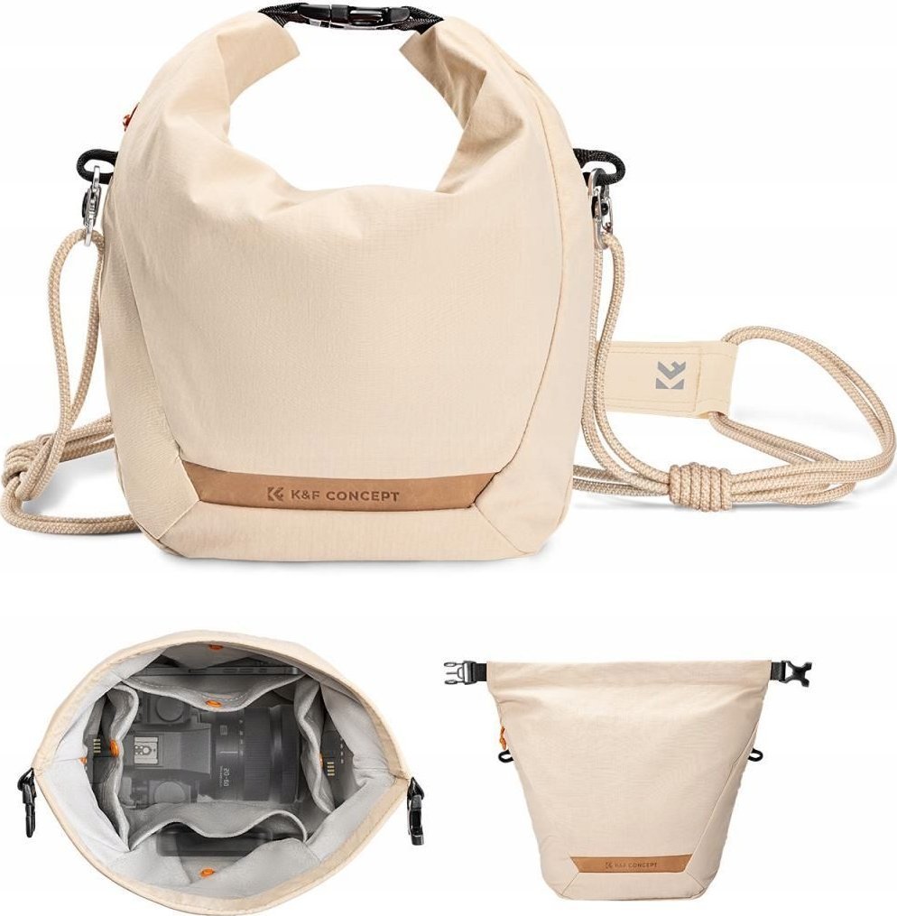 Torba K&F Torba Fotograficzna Crossbody Sling Na Aparat Kamerę Telefon K&f 5l / Kf13.168v1 / Beżowy
