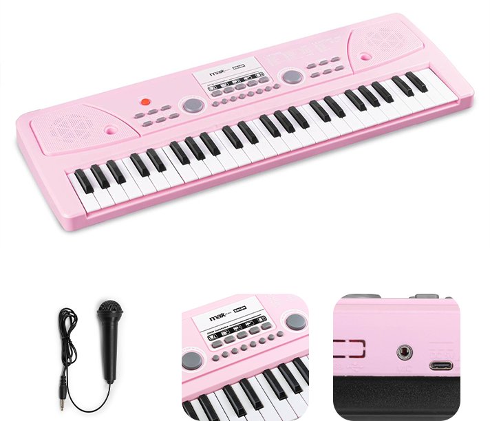 Keyboard dla dziewczynki 49 klawiszy akumulator/ mikrofon KD49P Max różowy one size